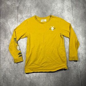 Dutch Bros Coffee Mens Large Long Sleeve Graphic T-Shirt Mustard Yellow Windmill